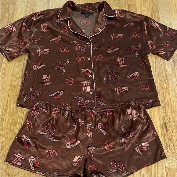 Midnight Bakery Western Rodeo Pajama Short Set Sz L - Picture 1 of 9